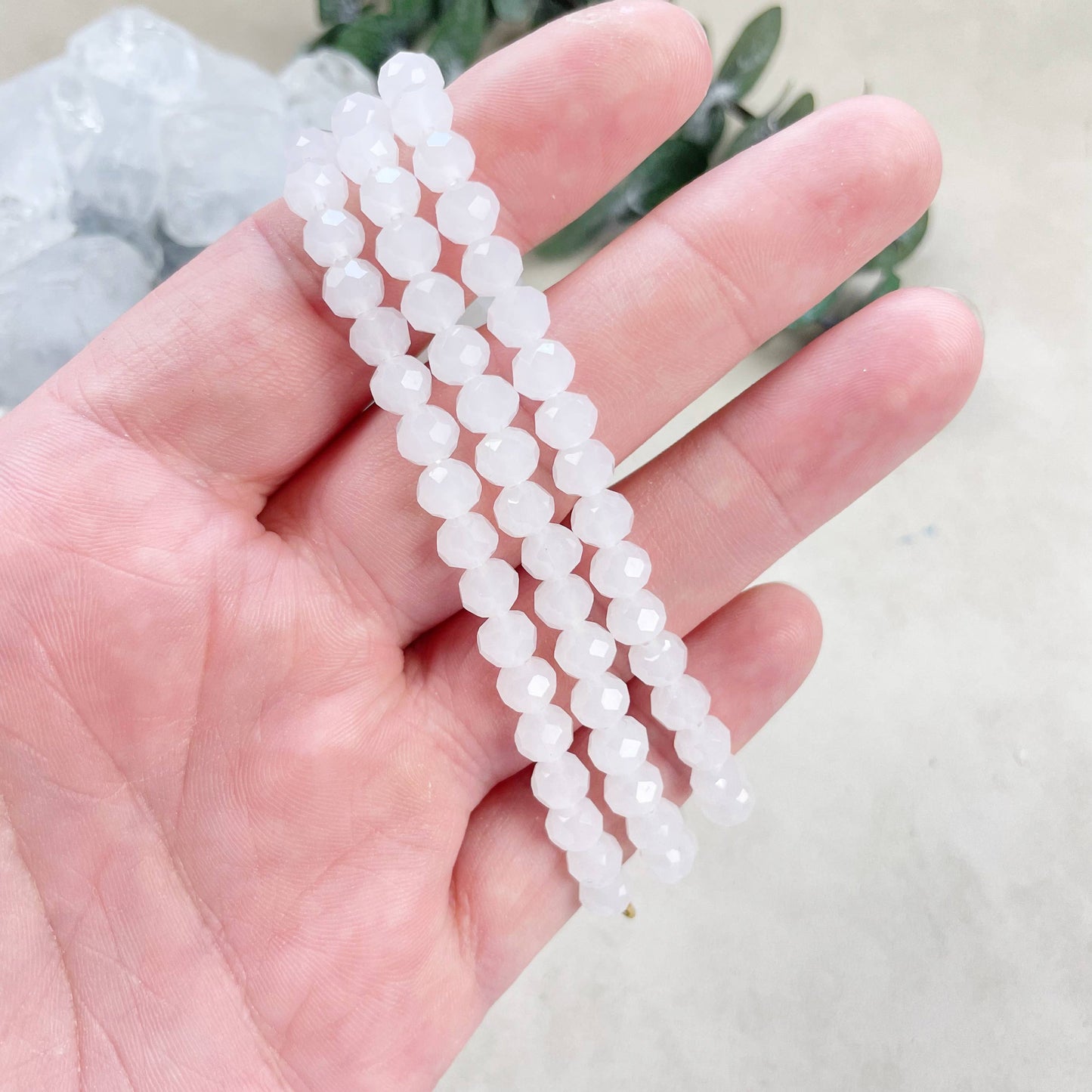 Gloria// Translucent White Crystal Beaded Bracelet