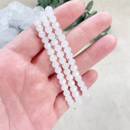 Gloria// Translucent White Crystal Beaded Bracelet