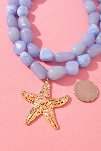 Ocean Starfish Charm Beaded Necklace
