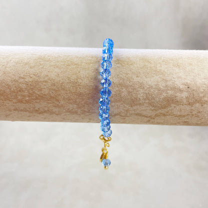 Gloria// Translucent Blue Crystal Beaded Bracelet