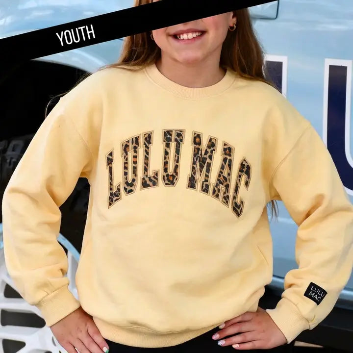 Youth Leopard Butter Yellow Sweatshirt