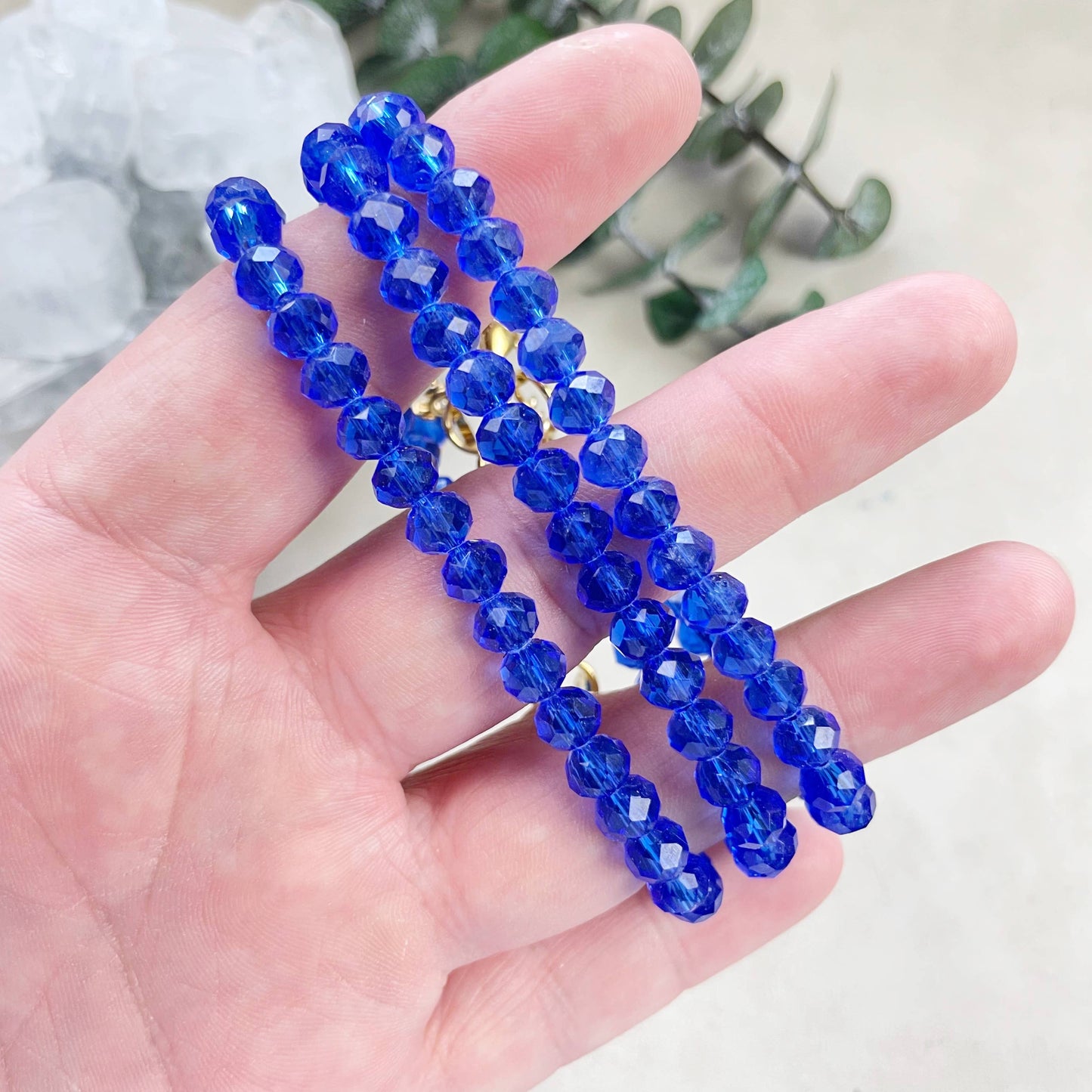 Gloria// Translucent Cobalt Crystal Beaded Bracelet
