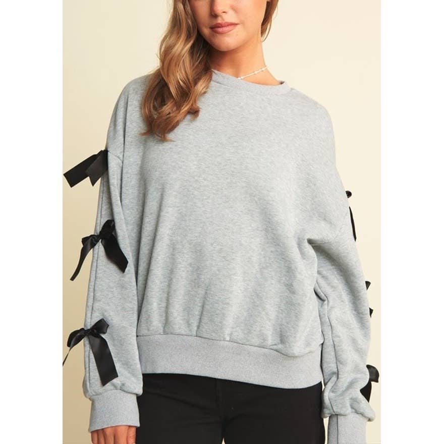 BOW SLEEVE LOOSE FIT PULLOVER TOP