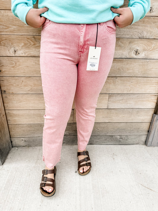 High Rise Slim Straight Camellia Pink