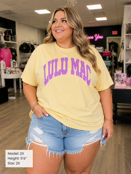 LULU MAC Yellow Pink Stripe Tee