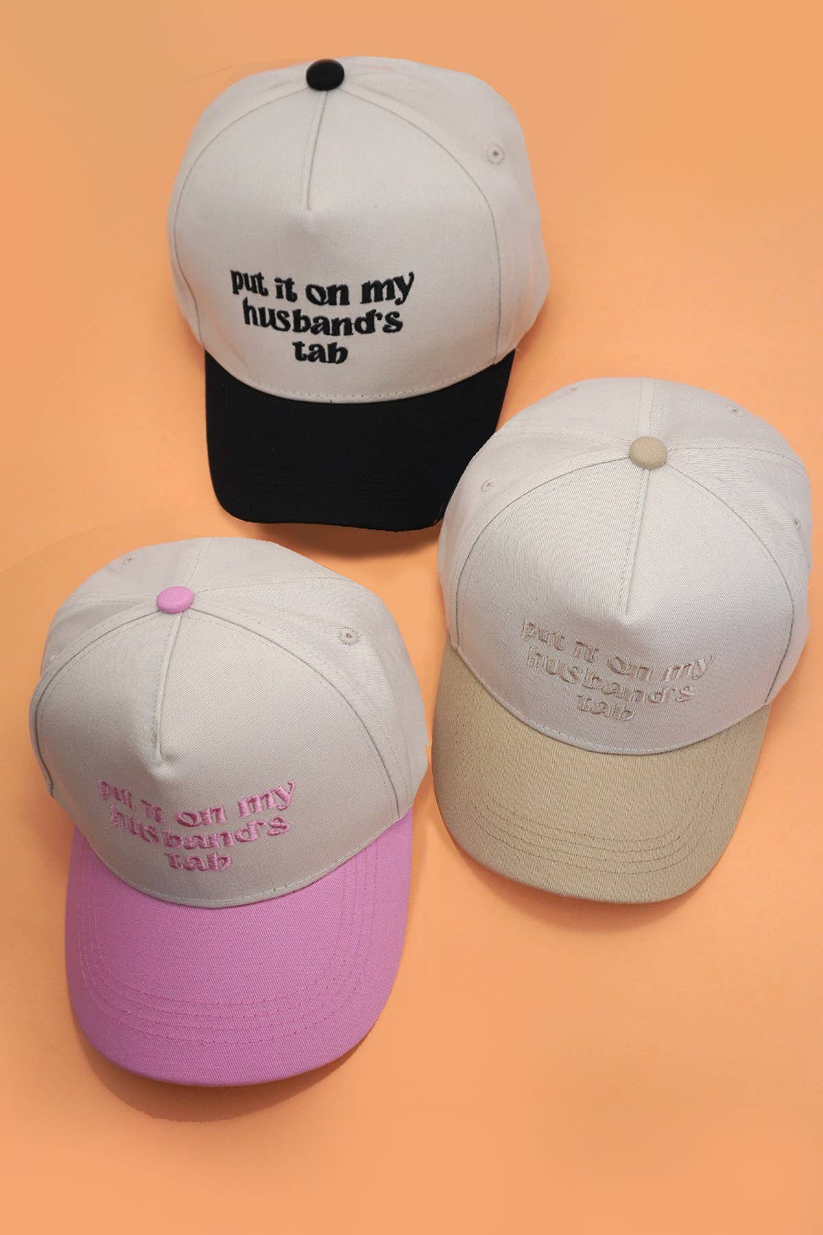 TWO TONE EMBROIDERY  WORD BASEBALL HAT CAP