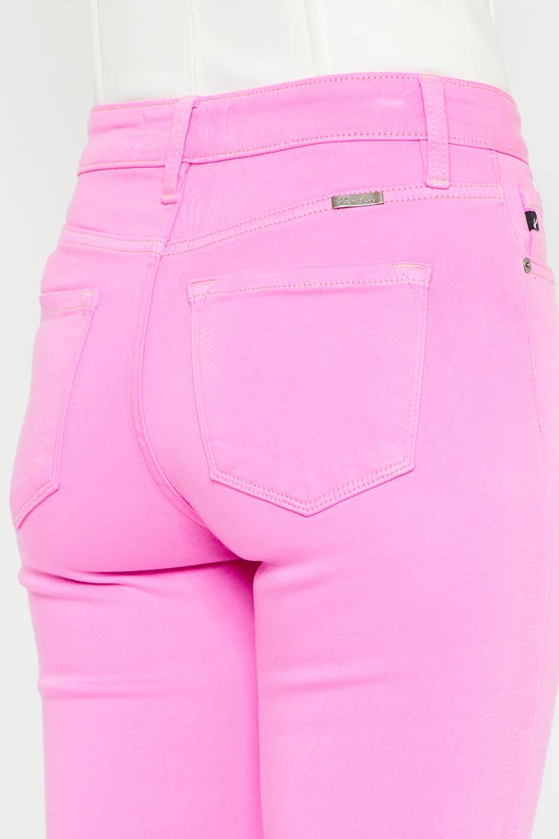 Stretch bootcut pink denim