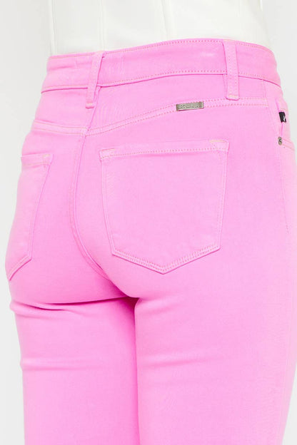 Stretch bootcut pink denim