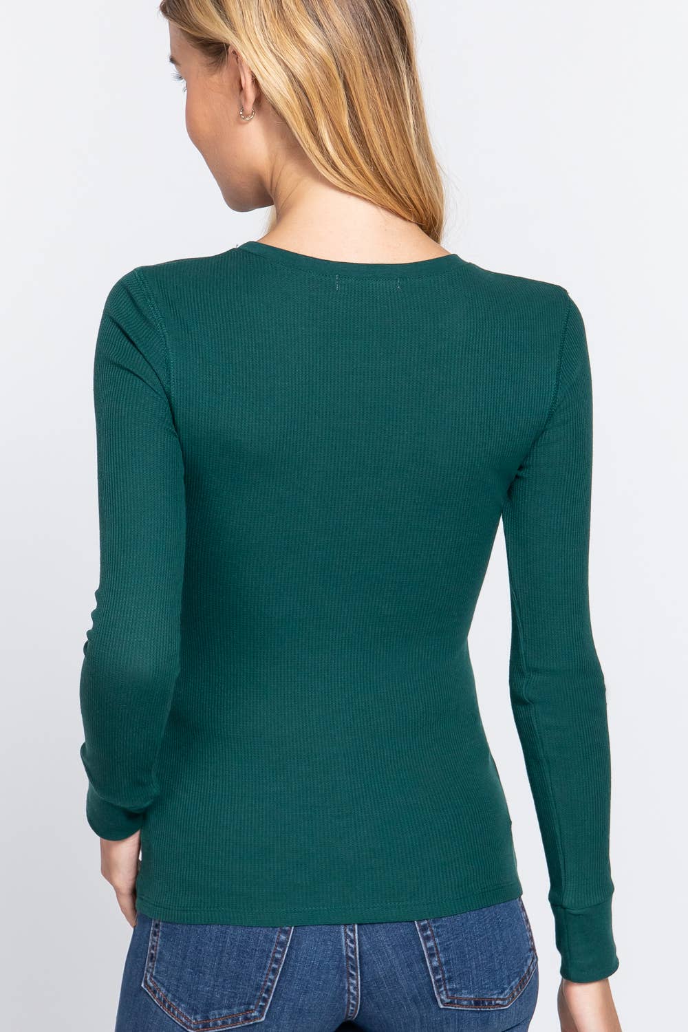 Long Sleeve Crew Neck Thermal Knit Top