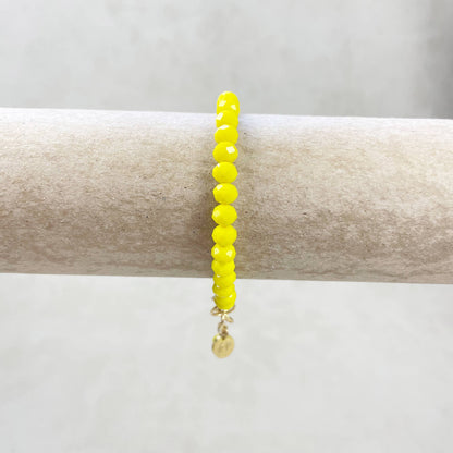 Gloria// Opaque Yellow Crystal Beaded Bracelet