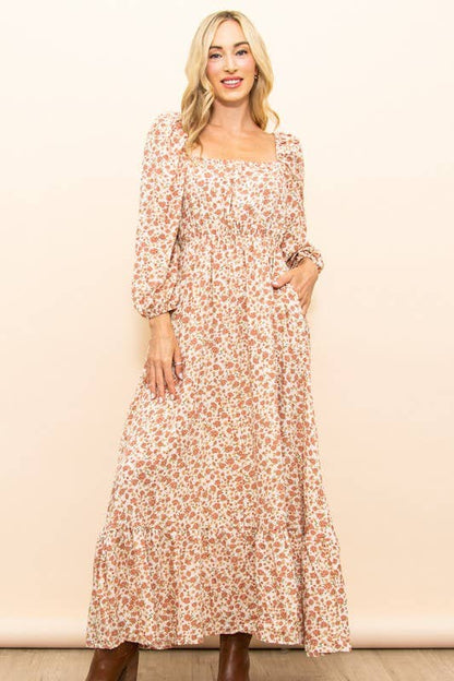 Reversible Floral Wide Flare Maxi Dress