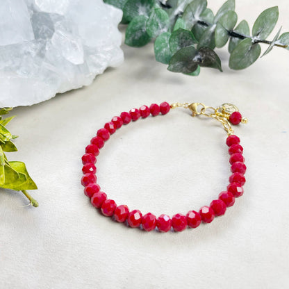 Gloria// Opaque Maroon Crystal Beaded Bracelet