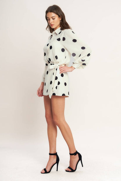 Polka dot printed woven skort