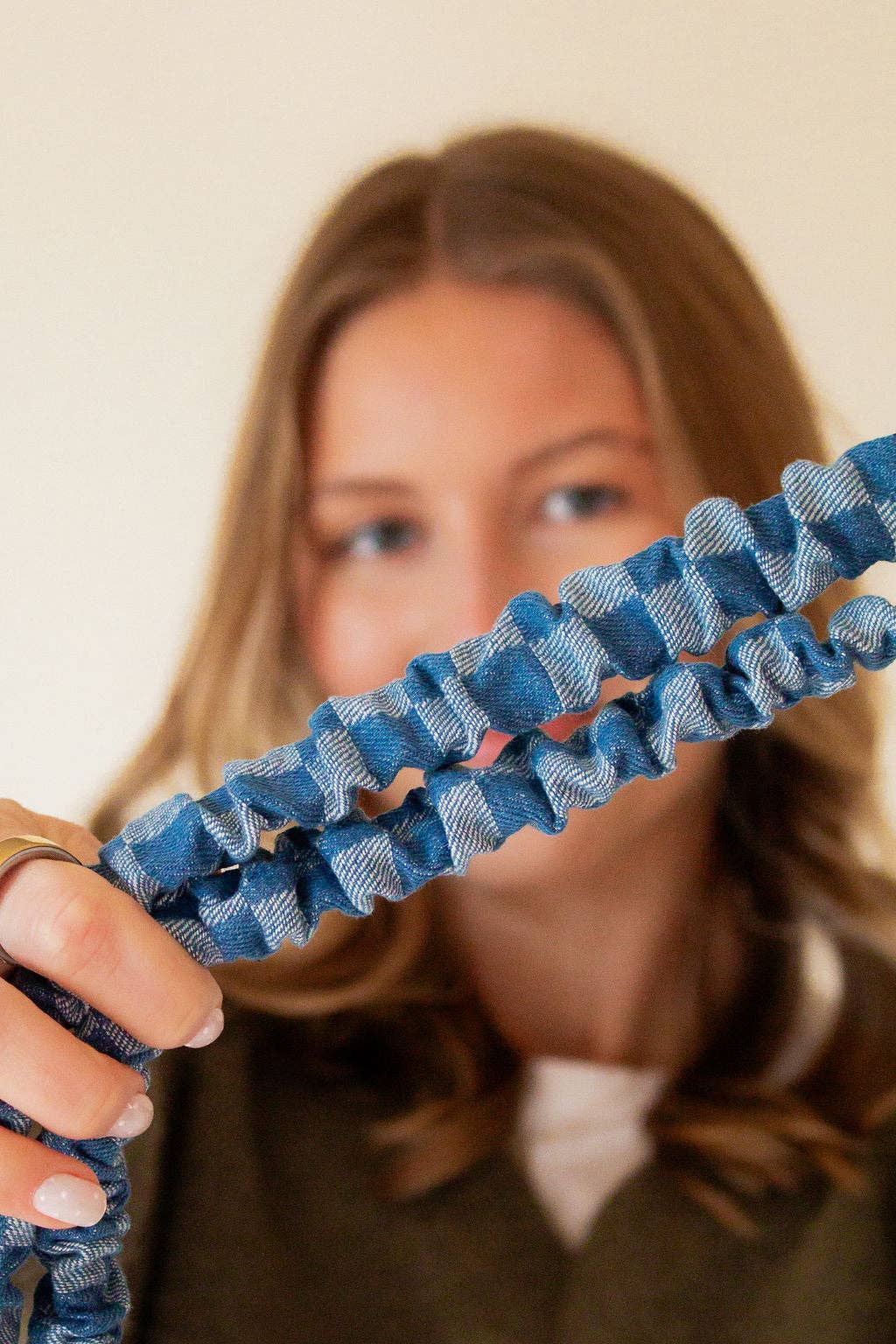 Denim Checked Lanyard