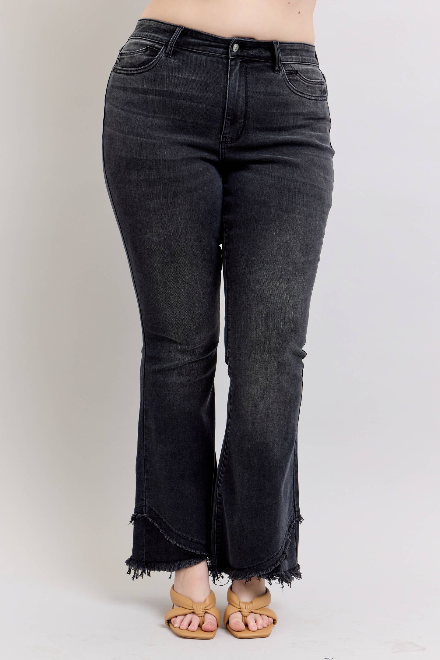 Black Flare w/ Mock Fray Tulip Hem