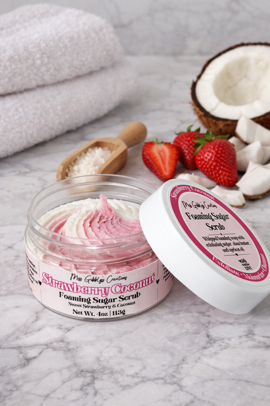 Strawberry Coconut- 4oz Foaming Sugar Scrub