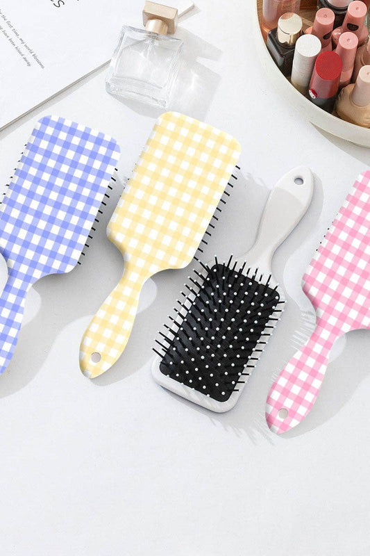 Gingham Pattern Paddle Hairbrush
