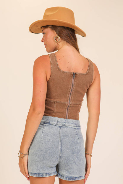 Sculpted Stretch Denim Tank Corset