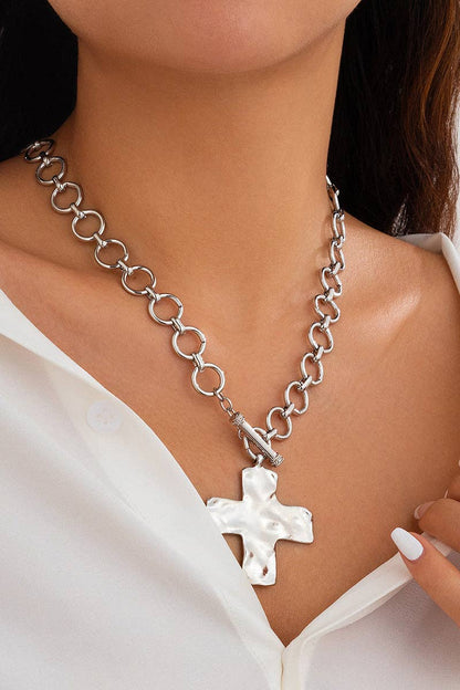 Chunky Chain Cross Pendant Necklace