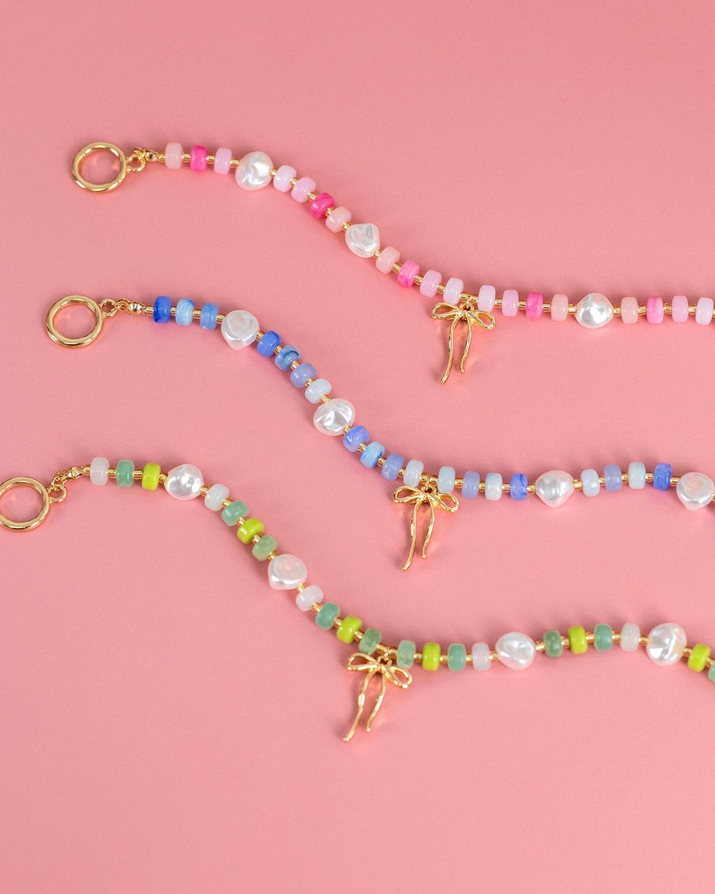 Pastel Crush Coquette Bead Pearl Toggle Bracelet