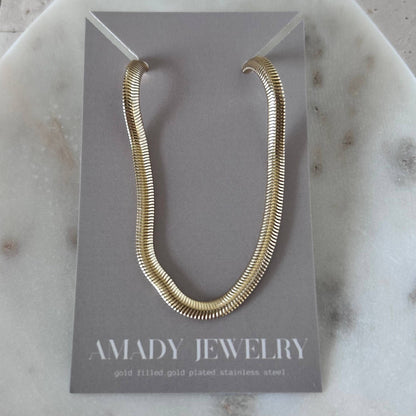 Snake chain herringbone link necklace gold filled 