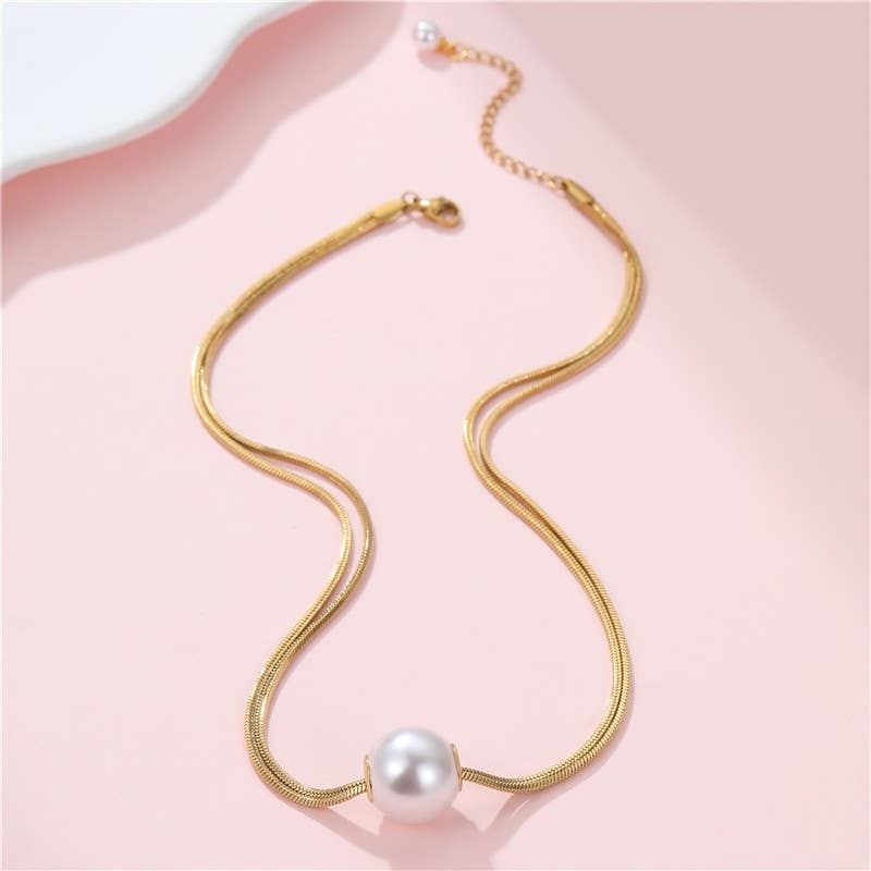 STAINLESS STEEL NON-TARNISH PEARL NECKLACE