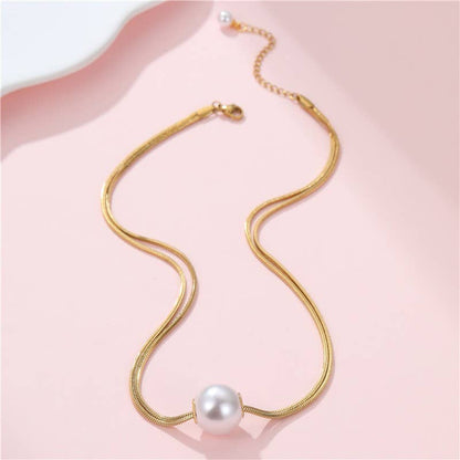 STAINLESS STEEL NON-TARNISH PEARL NECKLACE