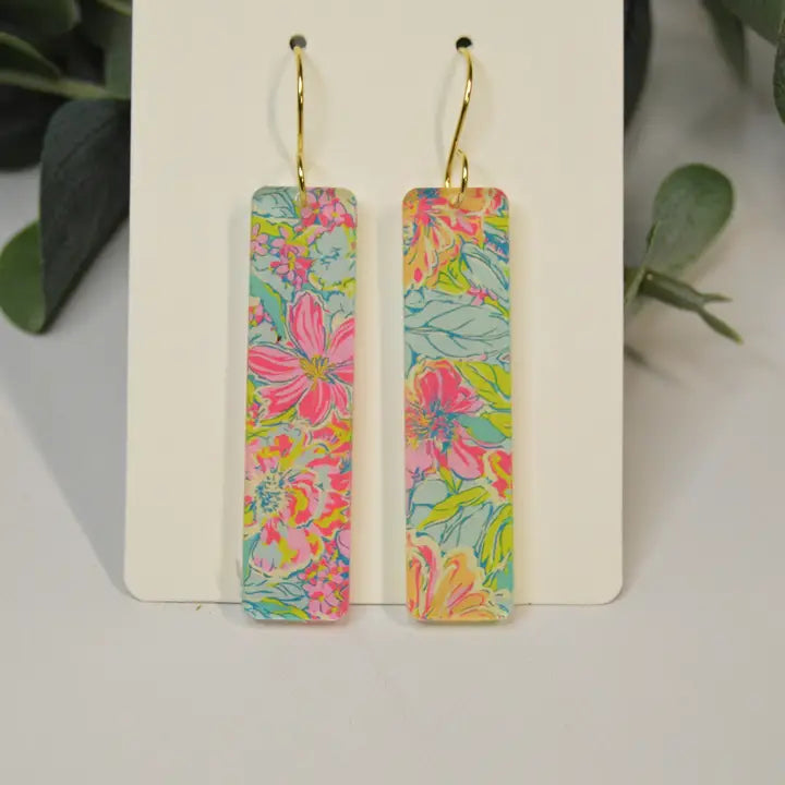 Preppy Colorful Bar Earrings Green