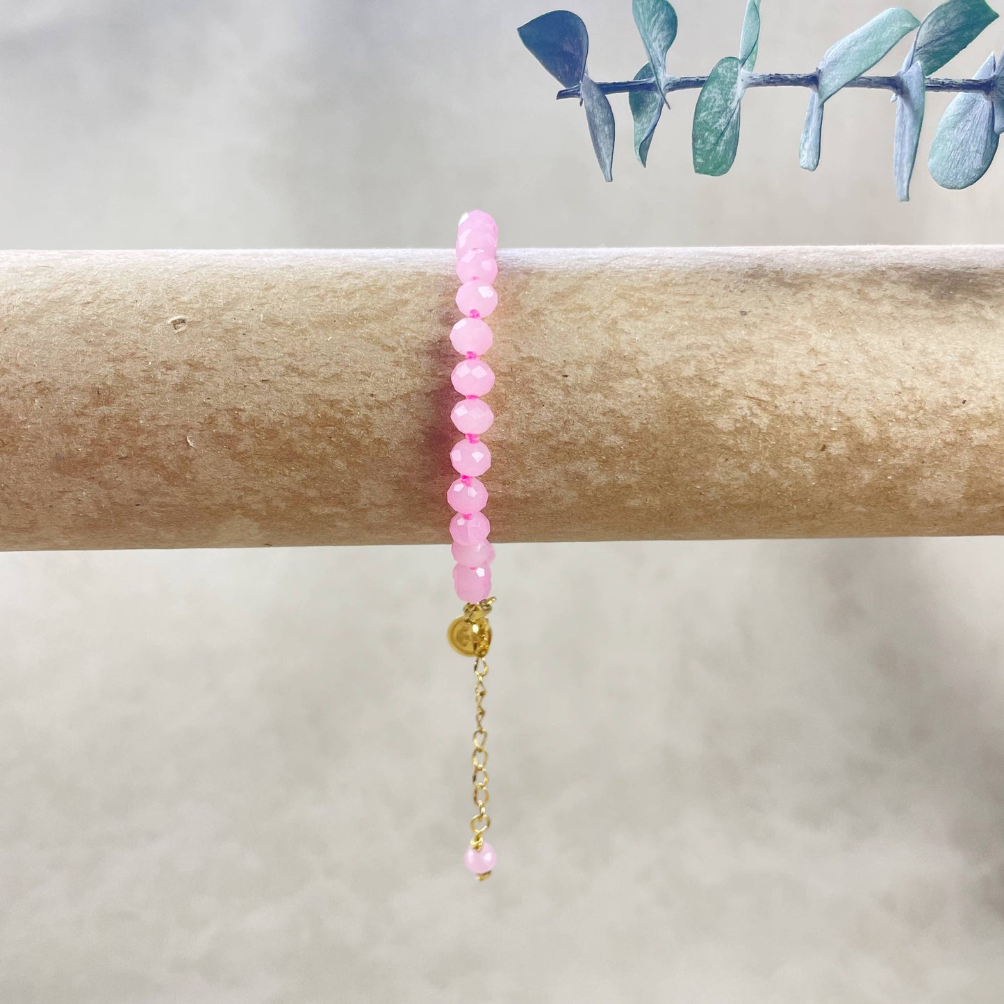 Barb// Pink Neon Crystal Beaded Handknotted Bracelet