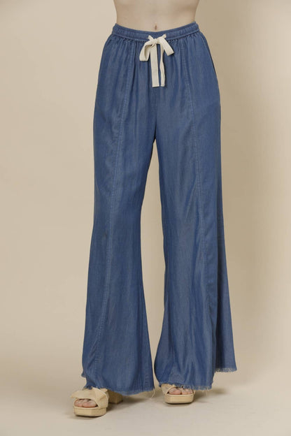 Tencel Pre-Washed Wide Leg Drawstring Pants