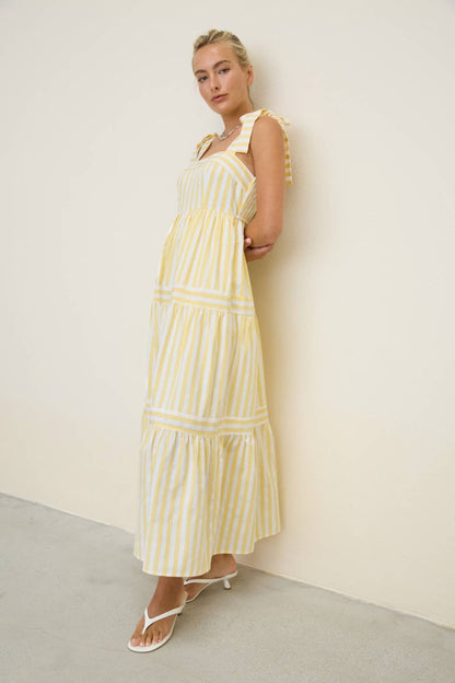 STRIPE TIE MIDI DRESS