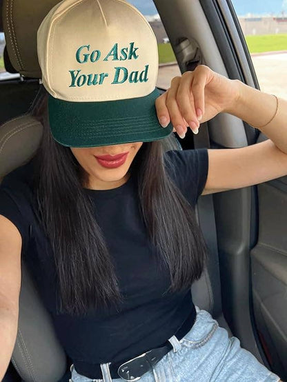 Two Tone Cap - Go Ask Your Dad - Beige/Green