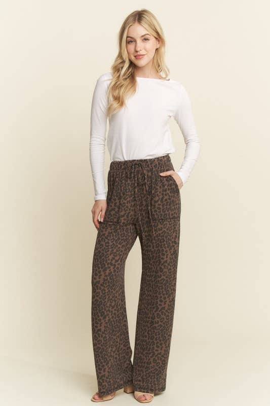 Wide Leg Animal Urban Rib Pants