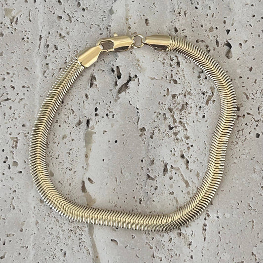 Flat Snake Chain Herringbone Bracelet 14K gold filled