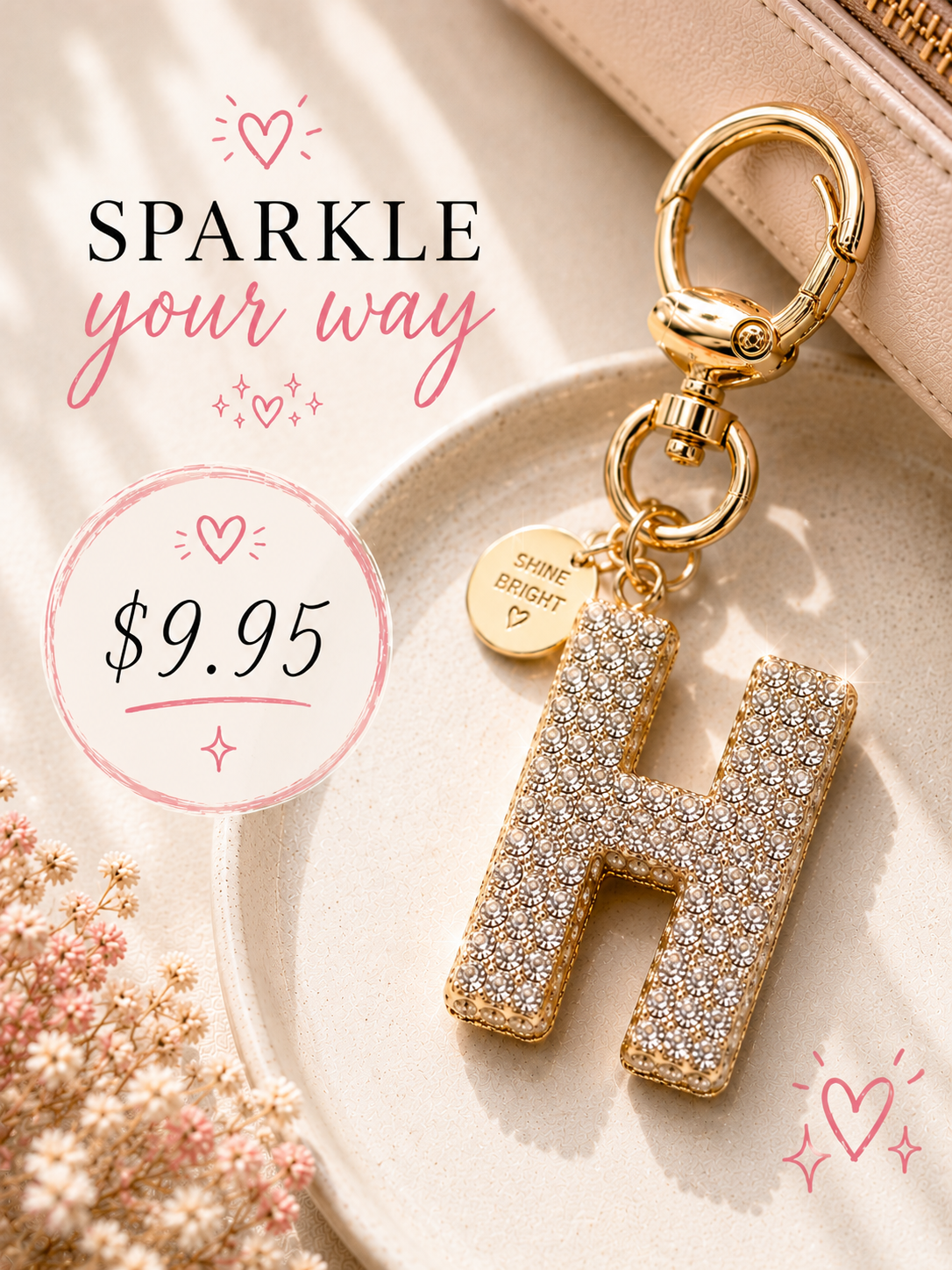 Sparkling Initial Keychain