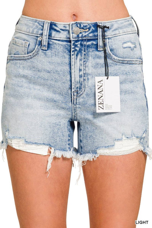 Zenana Distressed Denim Shorts