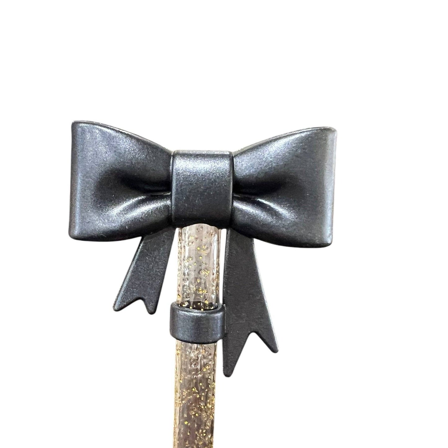 Black Pearl Large Bow - Silicone Straw Topper 10mm