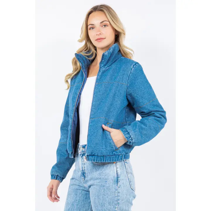 Oversized Denim Puffer