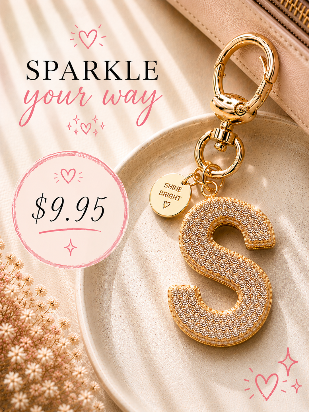 Sparkling Initial Keychain