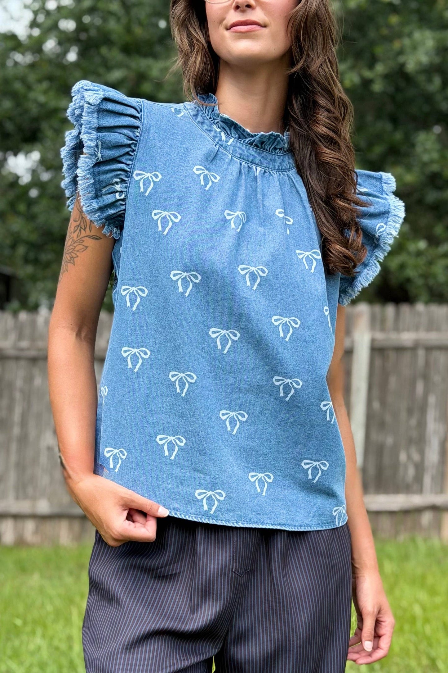 DeAnna Denim & Bow Blouse