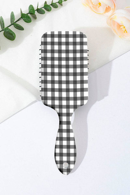 Gingham Pattern Paddle Hairbrush