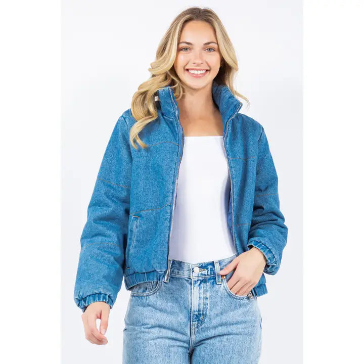 Oversized Denim Puffer