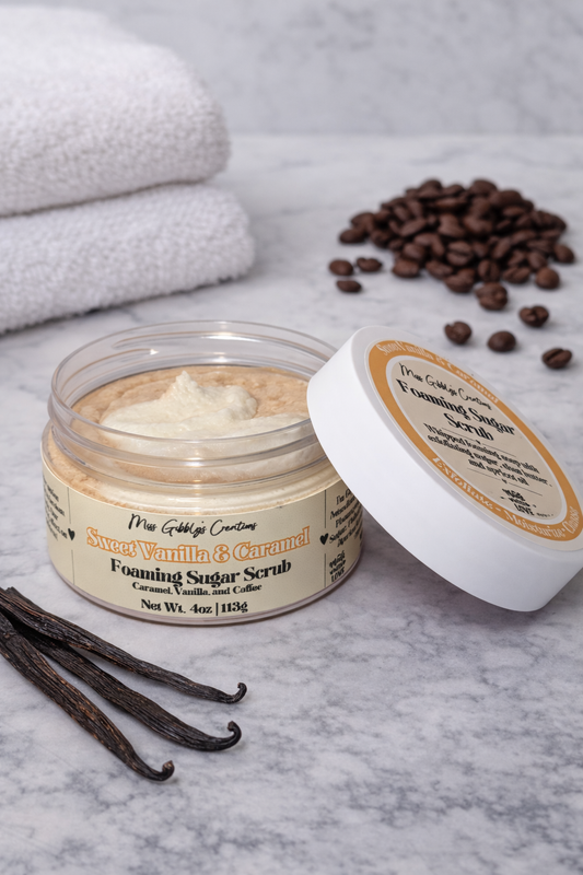 Sweet Vanilla & Caramel- 4oz Foaming Sugar Scrub