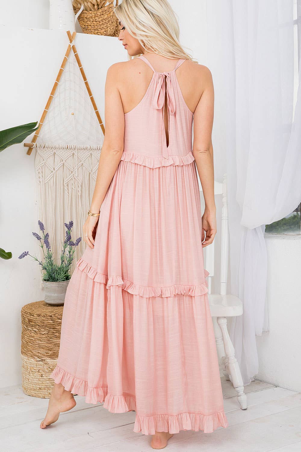 SMOCKED HALTER DRESS