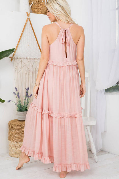 SMOCKED HALTER DRESS