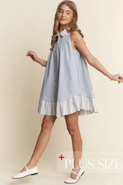 Little Boy Blue Sleeveless Plus Dress