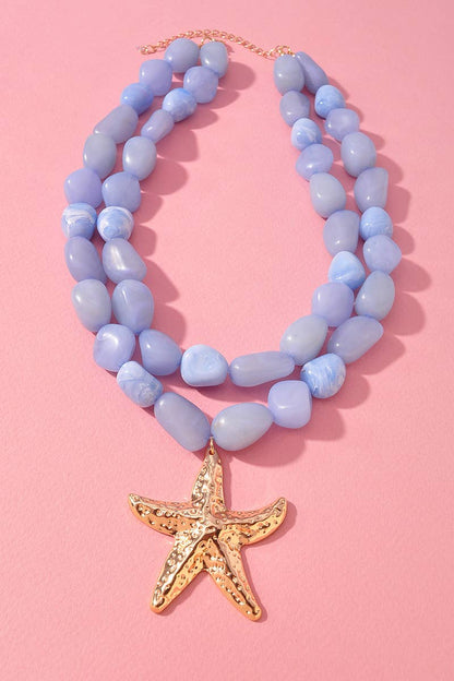 Ocean Starfish Charm Beaded Necklace