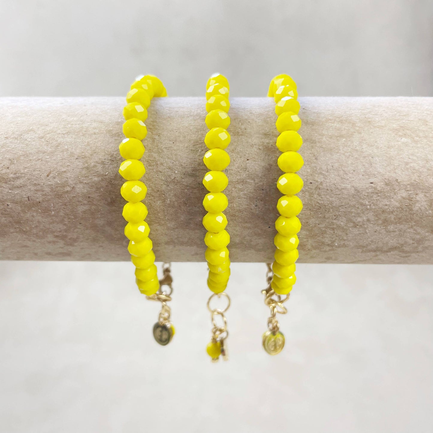 Gloria// Opaque Yellow Crystal Beaded Bracelet