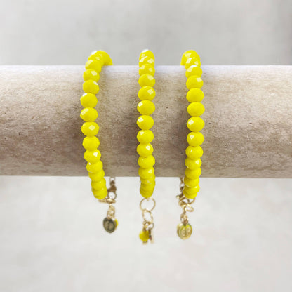 Gloria// Opaque Yellow Crystal Beaded Bracelet