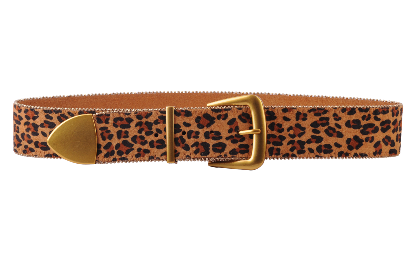 Zipper Lined Leopard Print Belt